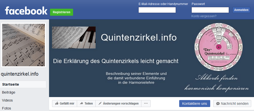 Die Facebookseite von Quintenzirkel.info